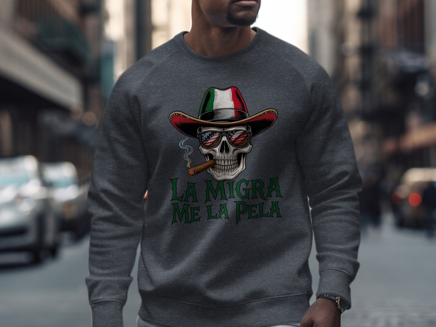 La Migra Me La Pela Skull Design Sweatshirt product