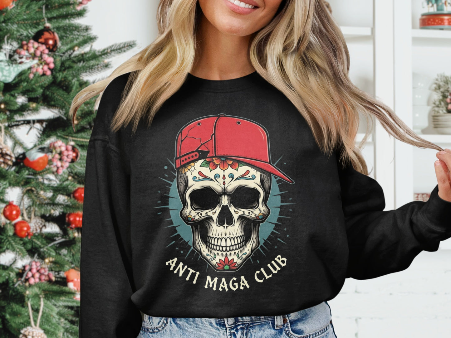Bold Anti Maga Club Skull Graphic Sweater casual product