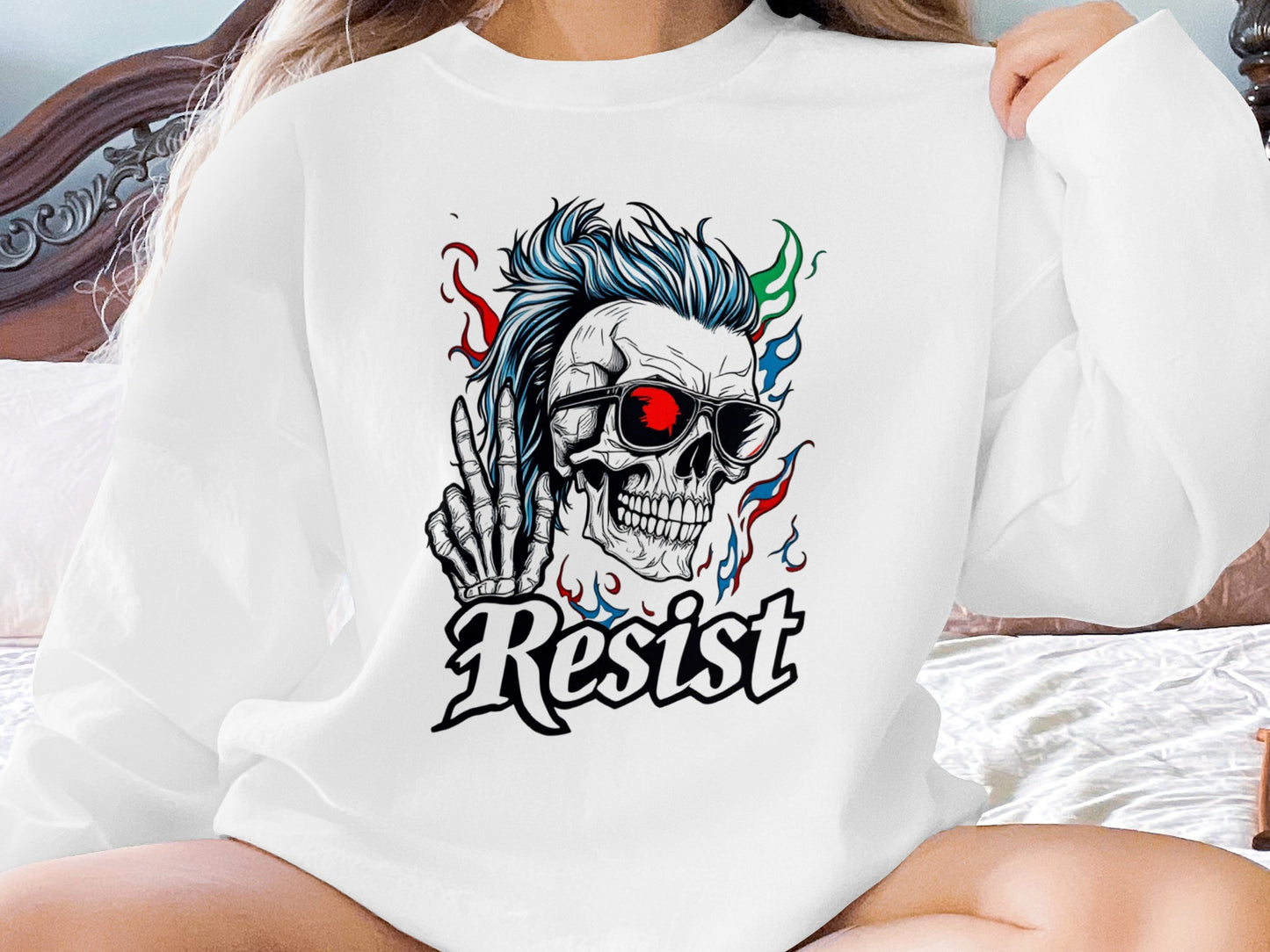 Bold Punk Skull Resist Graphic Sweatshirt product