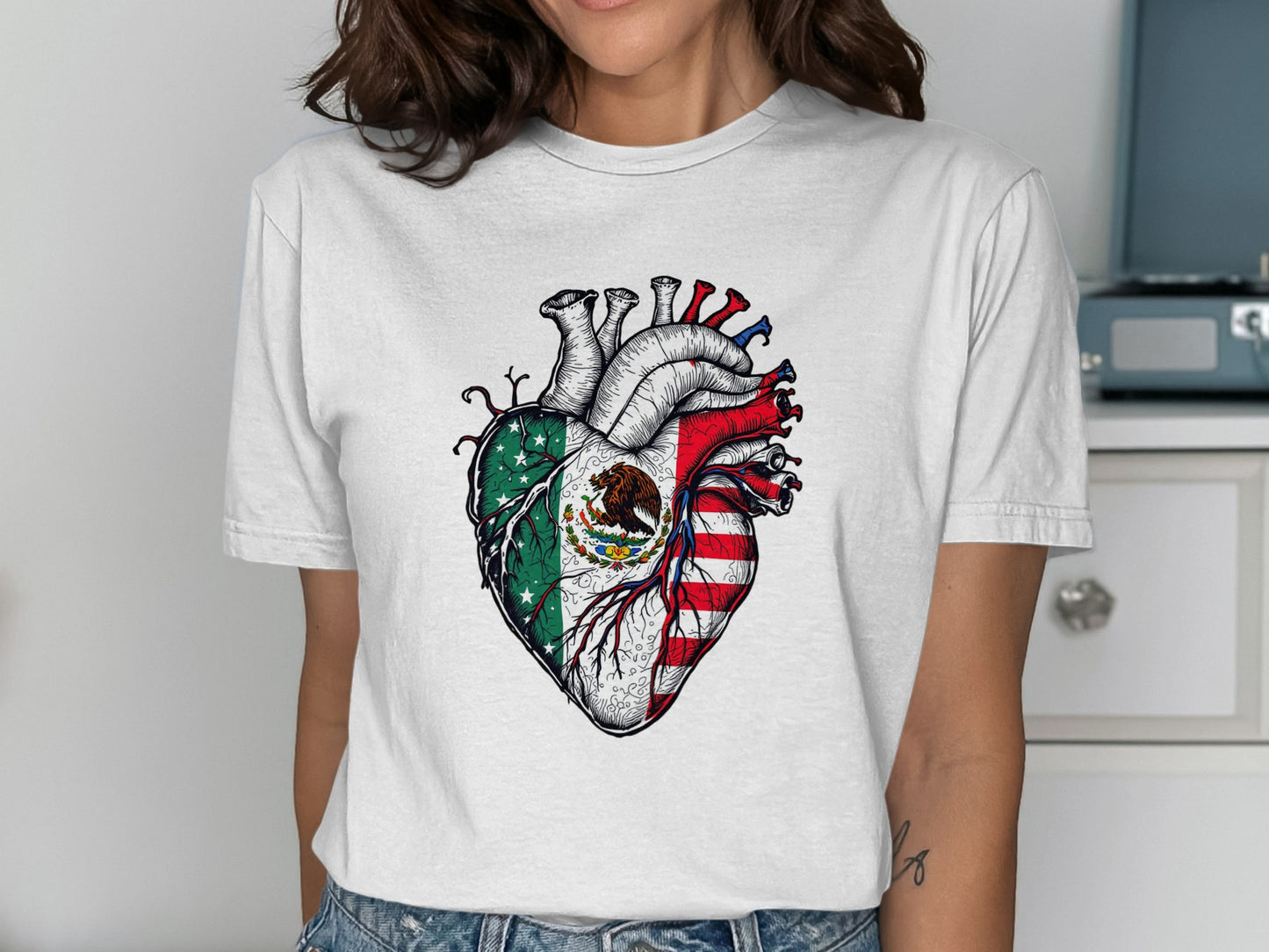 Anatomical Heart with United States Mexico Flag product type