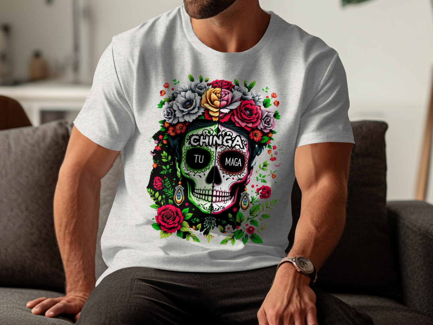 Chingas Tu Maga Skull Graphic Tee Shirt product type