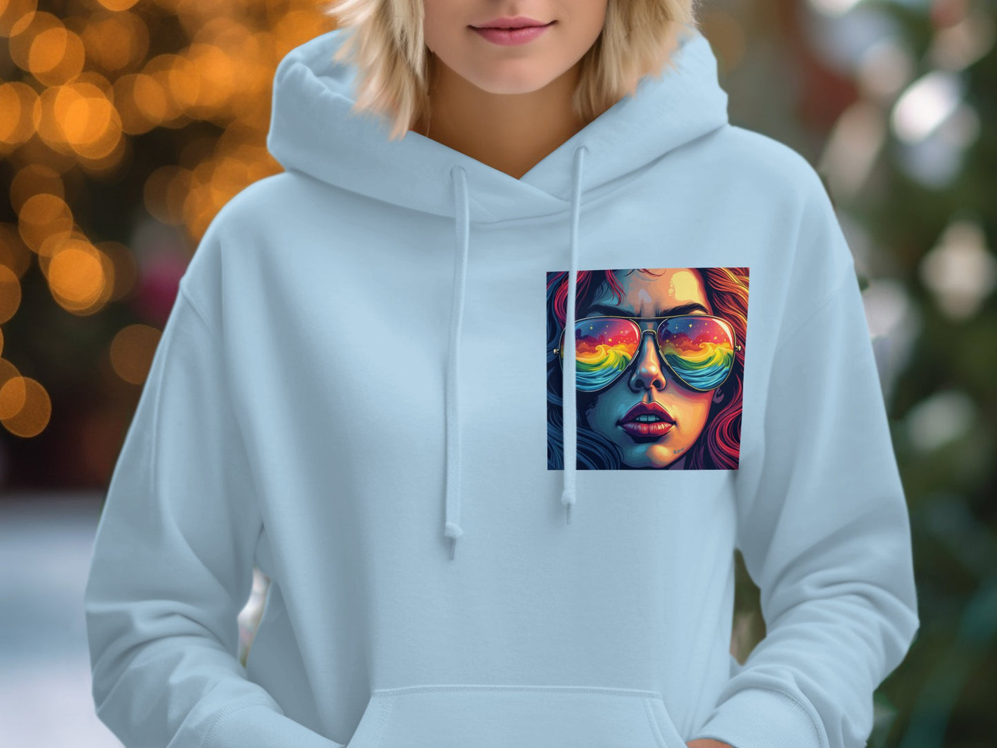Vibrant Sunglasses Art Print Hoodie For Fashion product