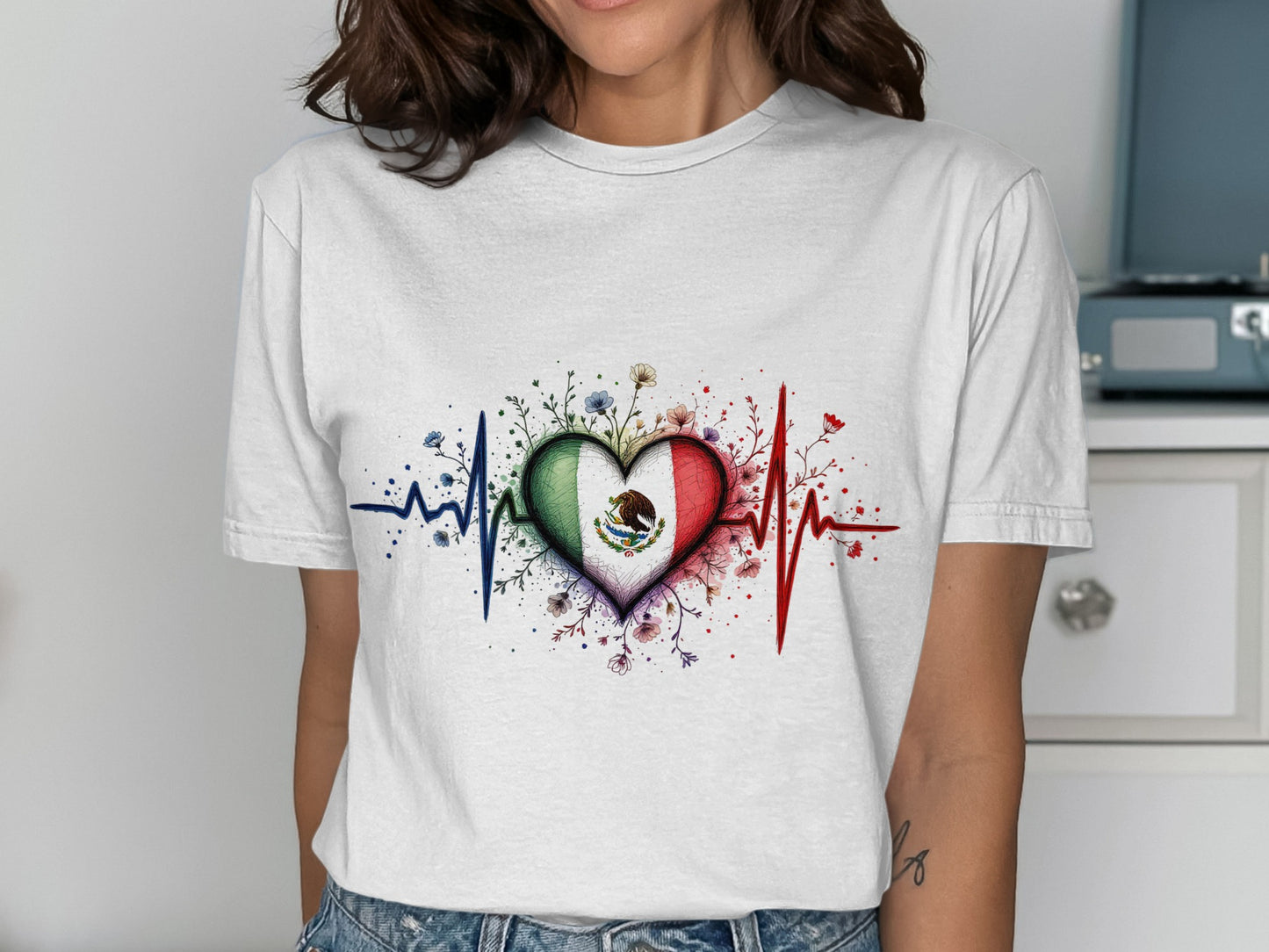 Heartbeat Design with Flag Heart T-Shirt product
