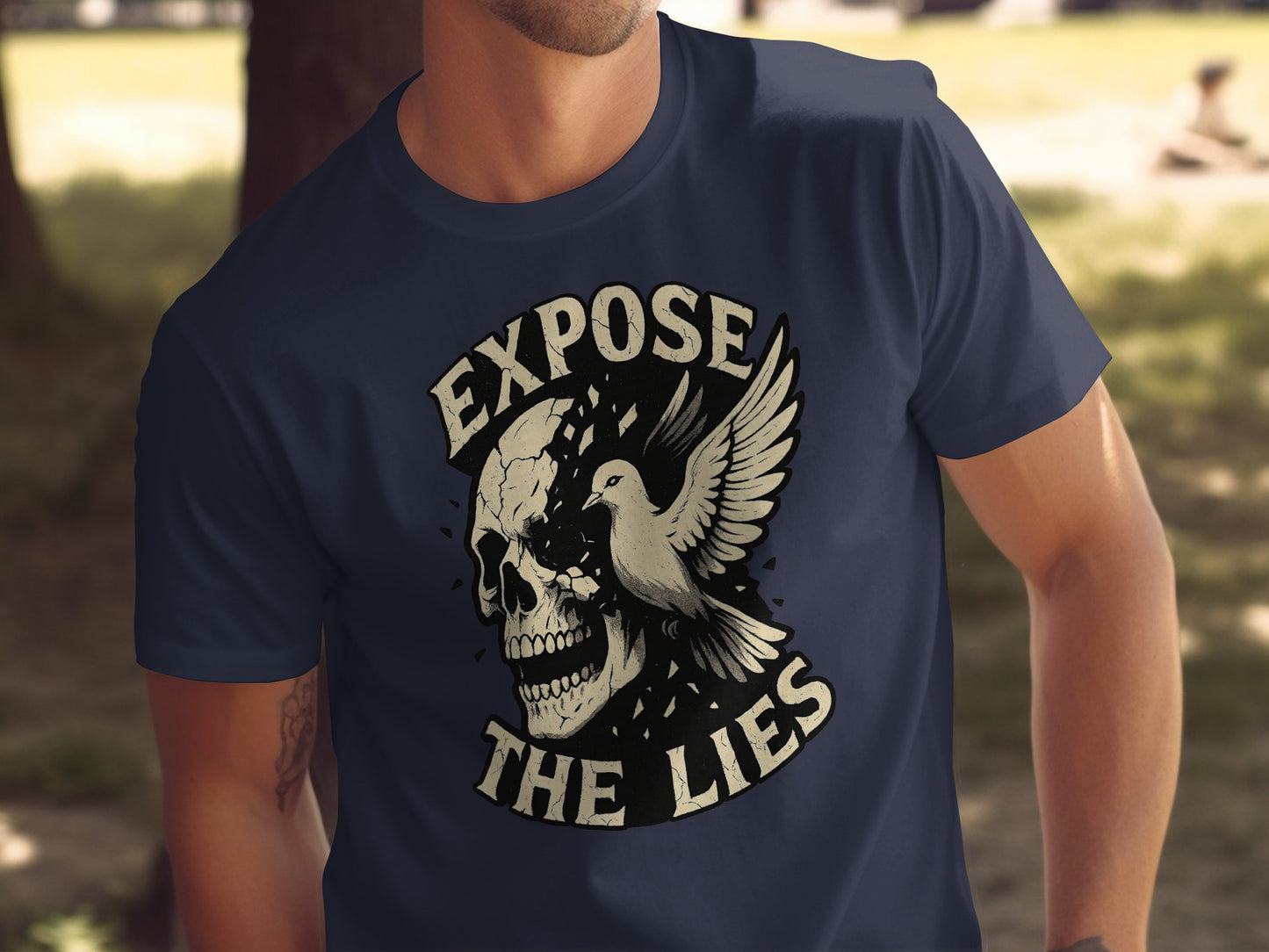 Expose The Lies Skull and Bird Graphic T-Shirt product