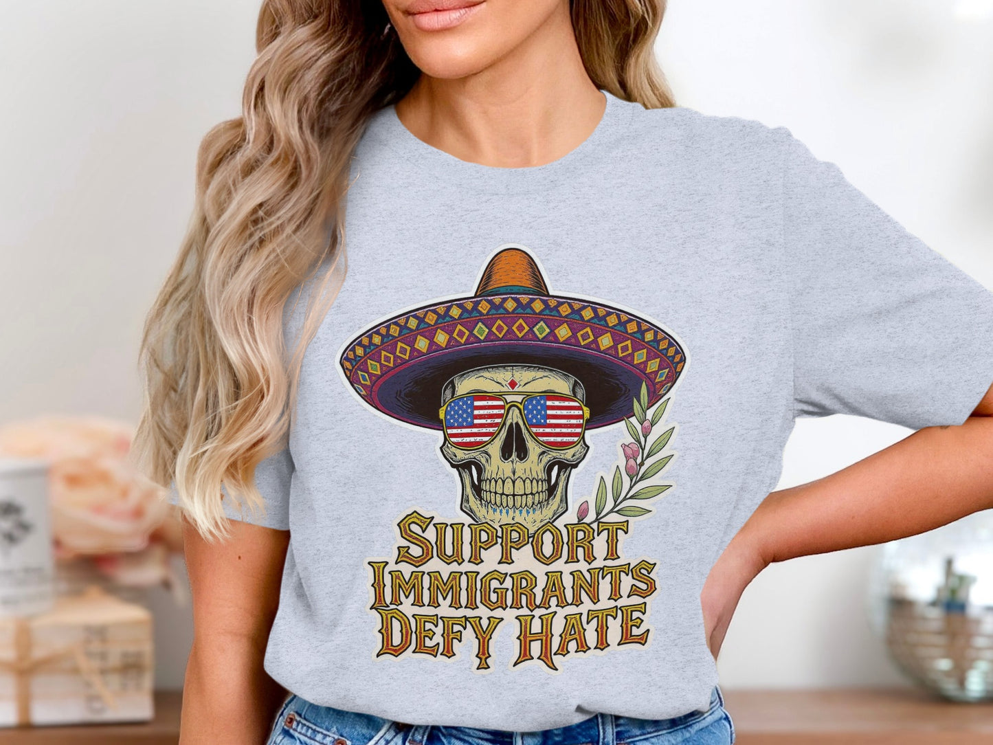 Support Immigrants Defy Hate Skull Design product