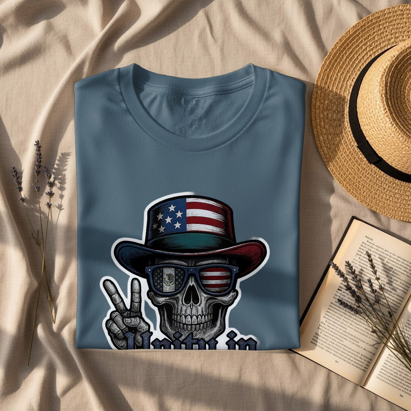 American Flag Skull Peace Sign Graphic T-Shirt product