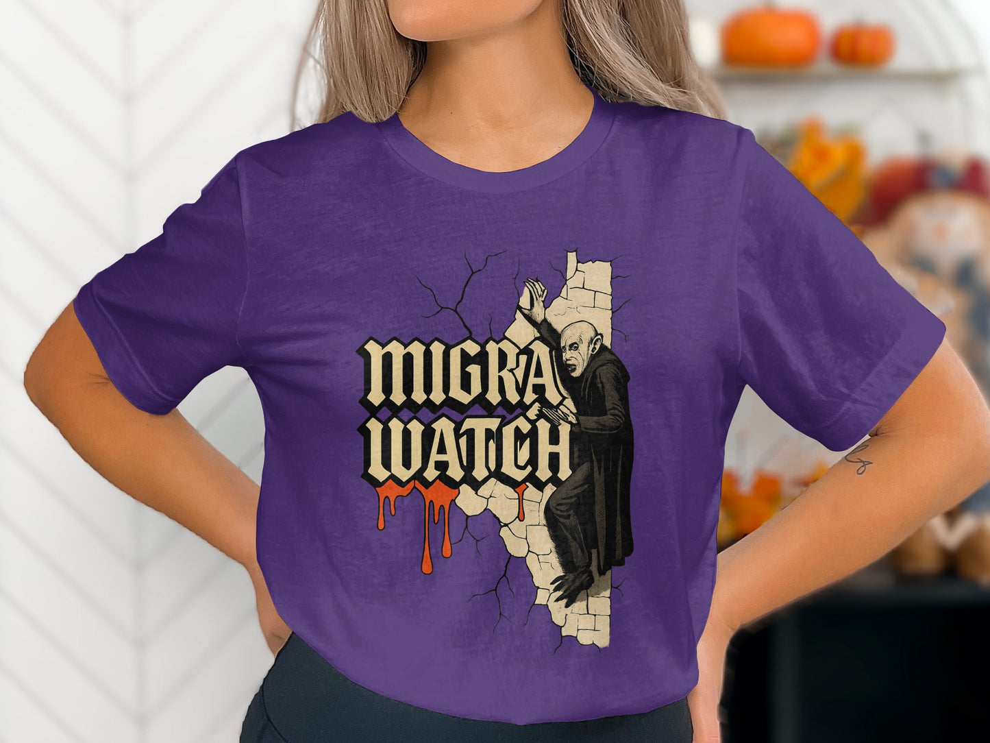 Spooky Dracula Halloween Theme Purple Graphic Shirt product