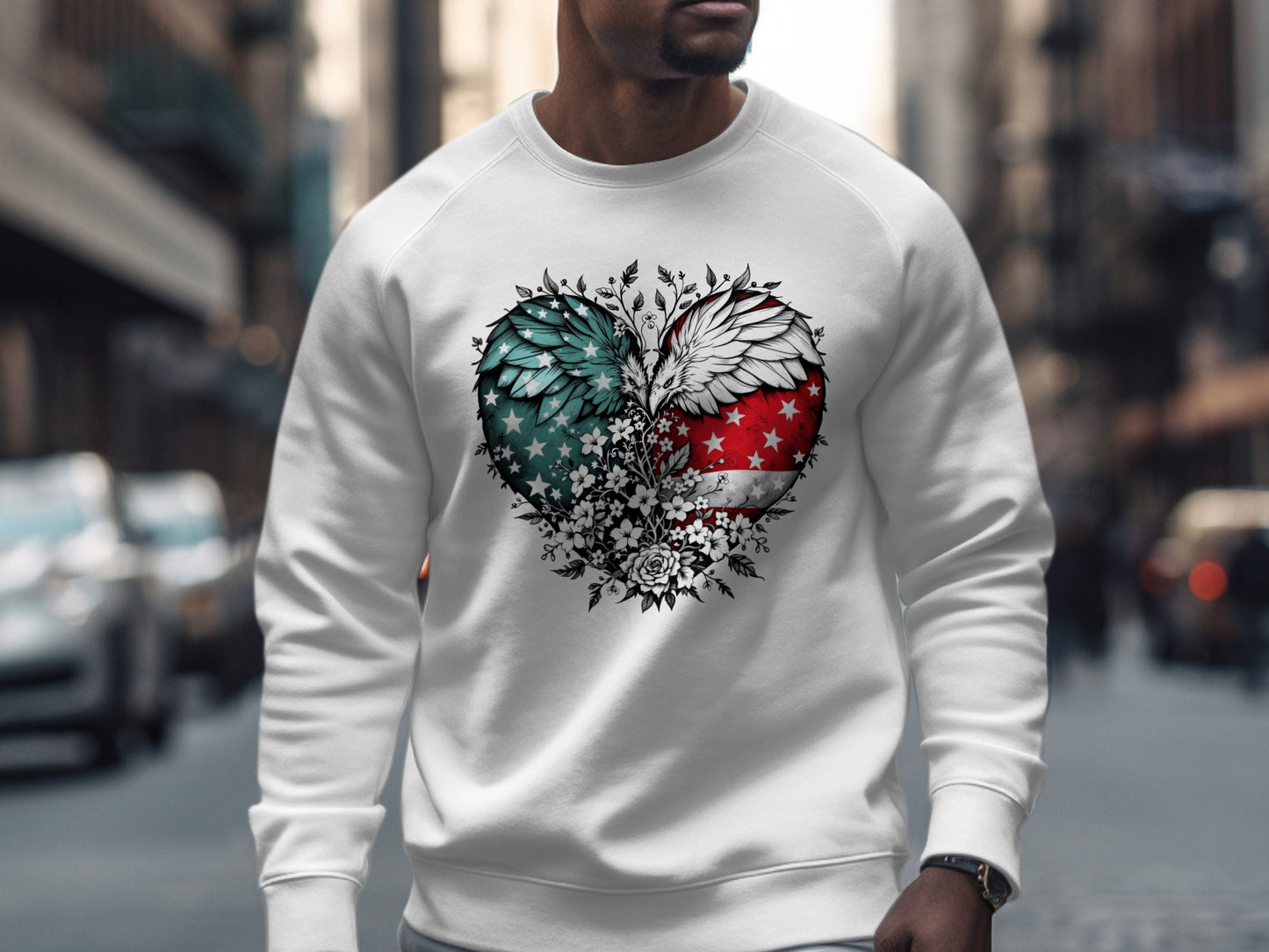 American Flag Heart with Wings Sweatshirt product