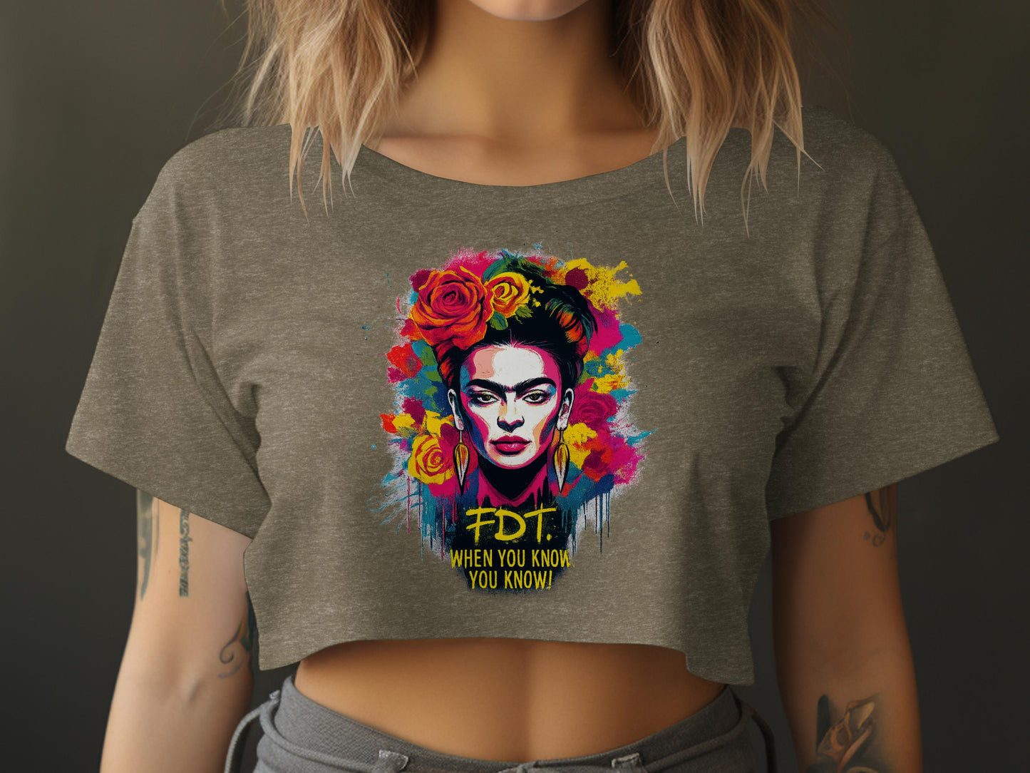 Bold Artistic Face with Colorful Flowers Shirt product