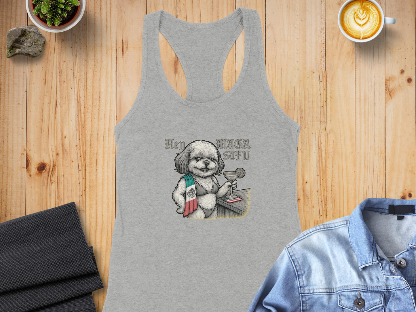Cute Dog Graphic Hey Abusa Scofi Tank Top product