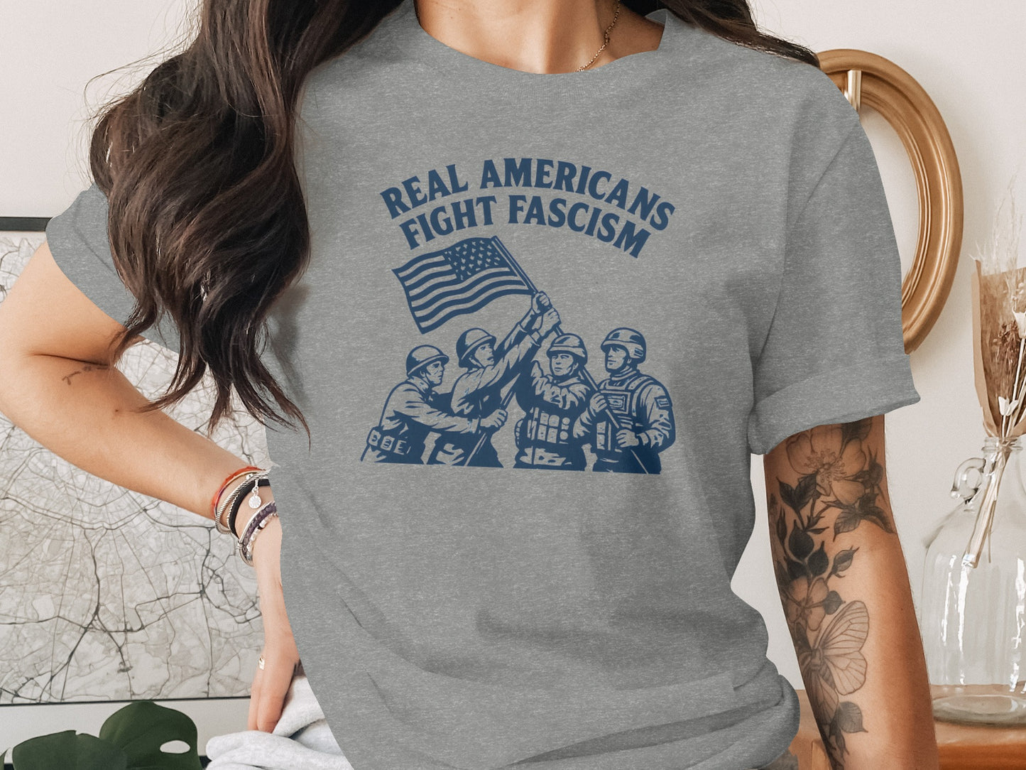 Real Americans Fight Fascism Graphic T-Shirt