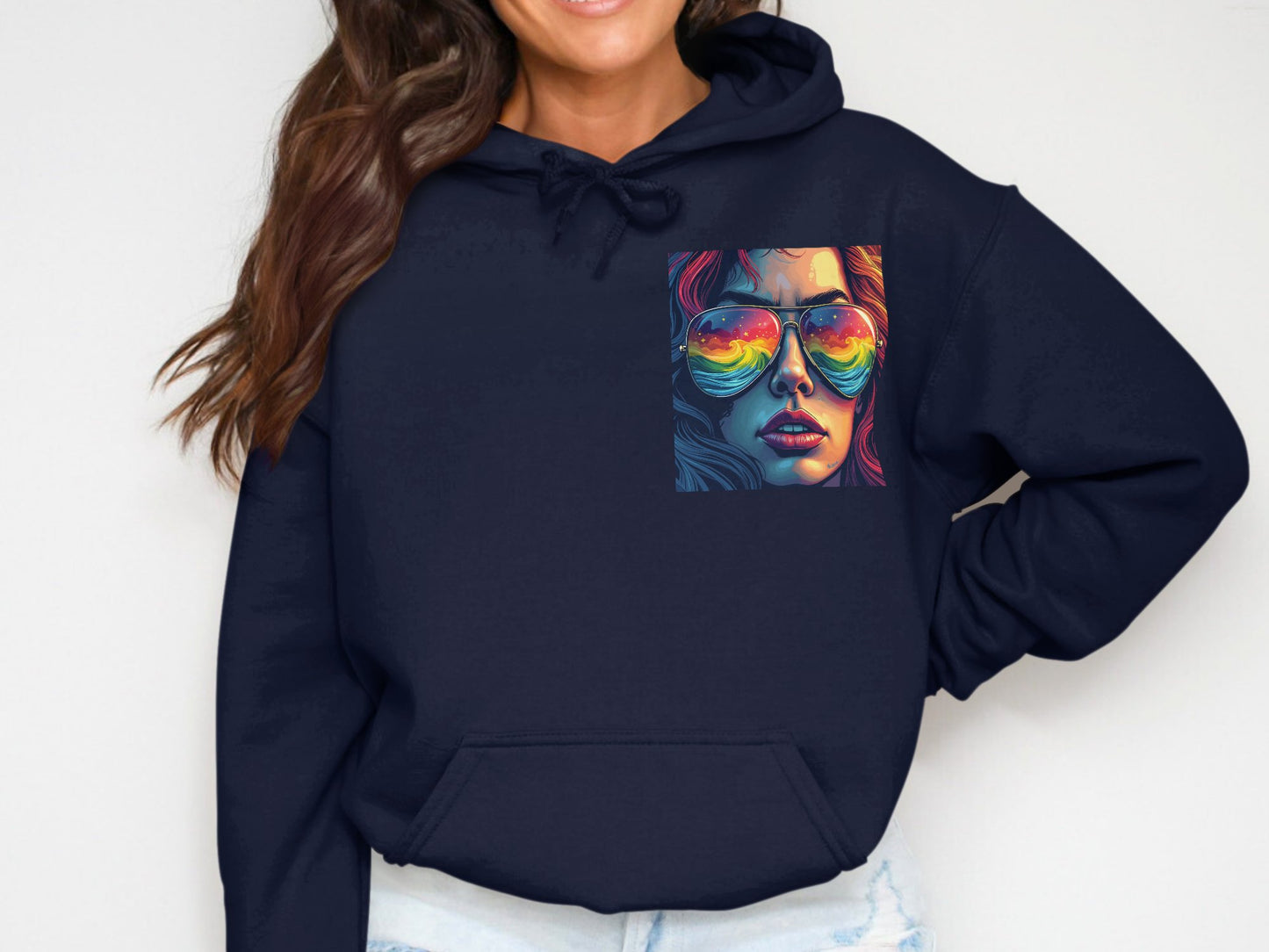 Vibrant Artistic Face with Sunglasses Hoodie product