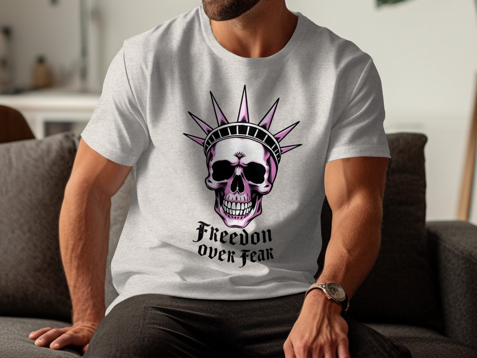Freedom Over Fear Skull Statue of Liberty T-shirt product