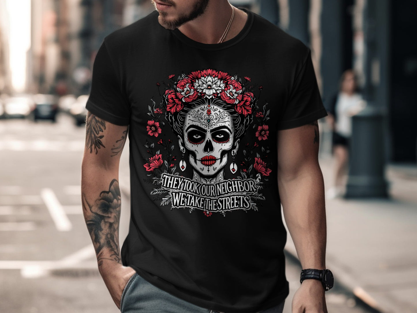 Day of the Dead Skull with Floral Art Shirt product