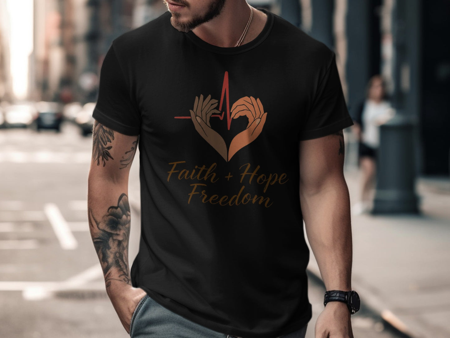 Faith Hope Freedom Hands Symbol Design T-shirt product