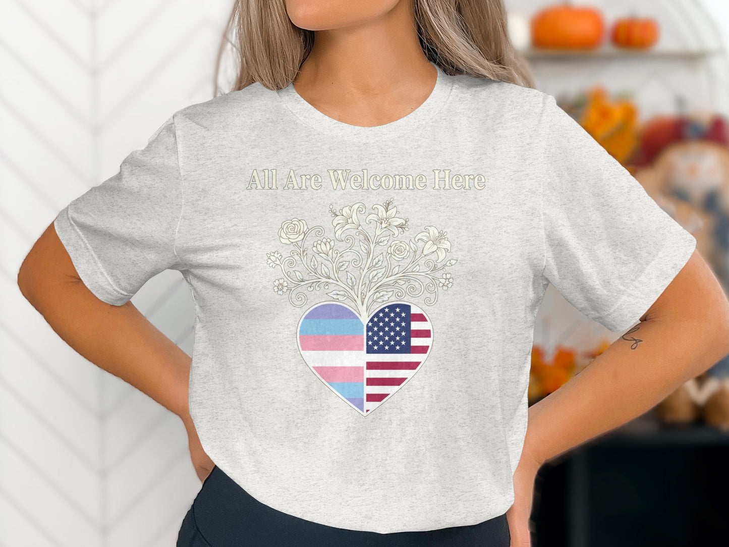 All Are Welcome Here Patriotic Heart T-shirt product type