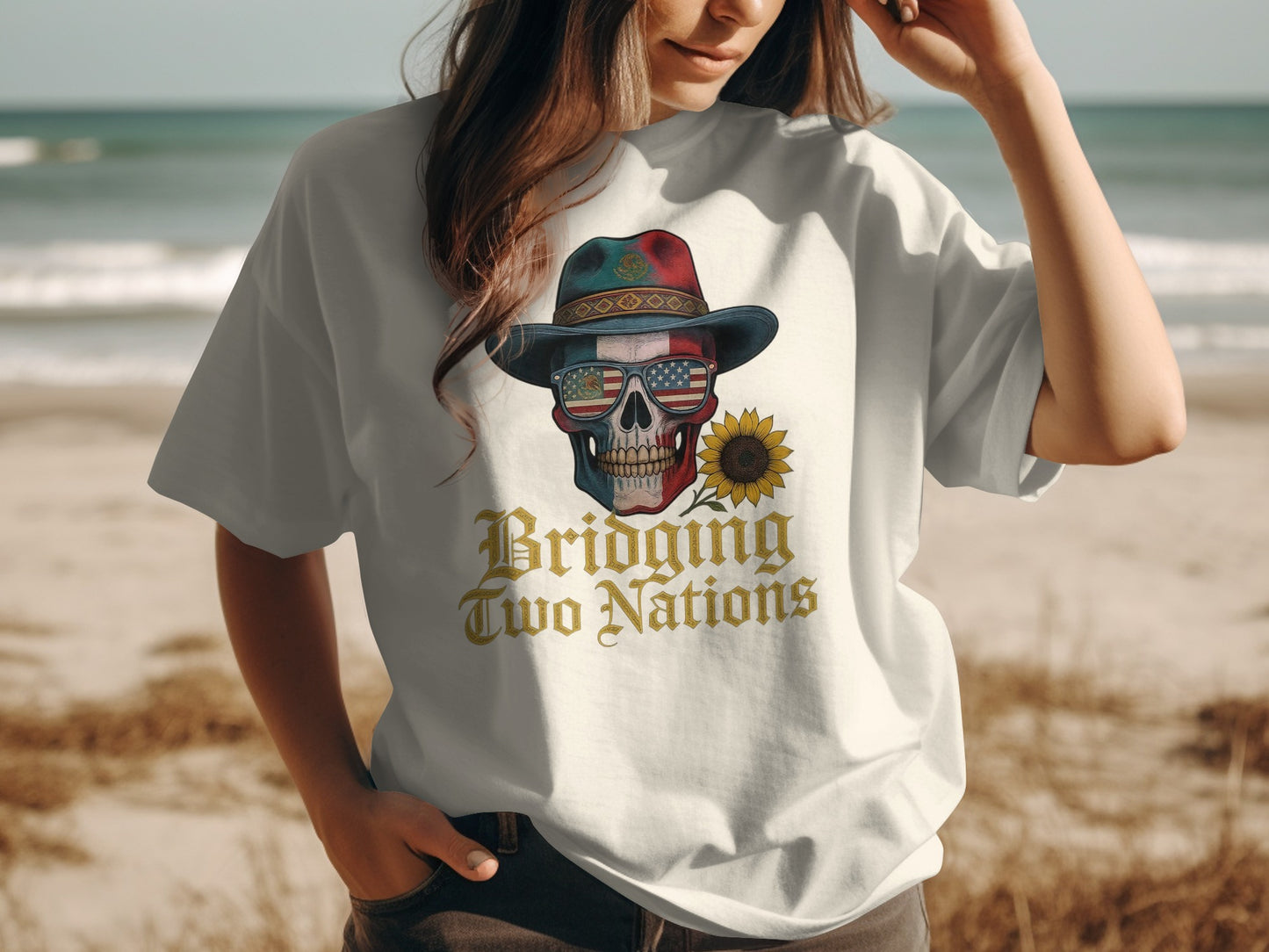 Bridging Two Nations Skull Design T-shirt product type