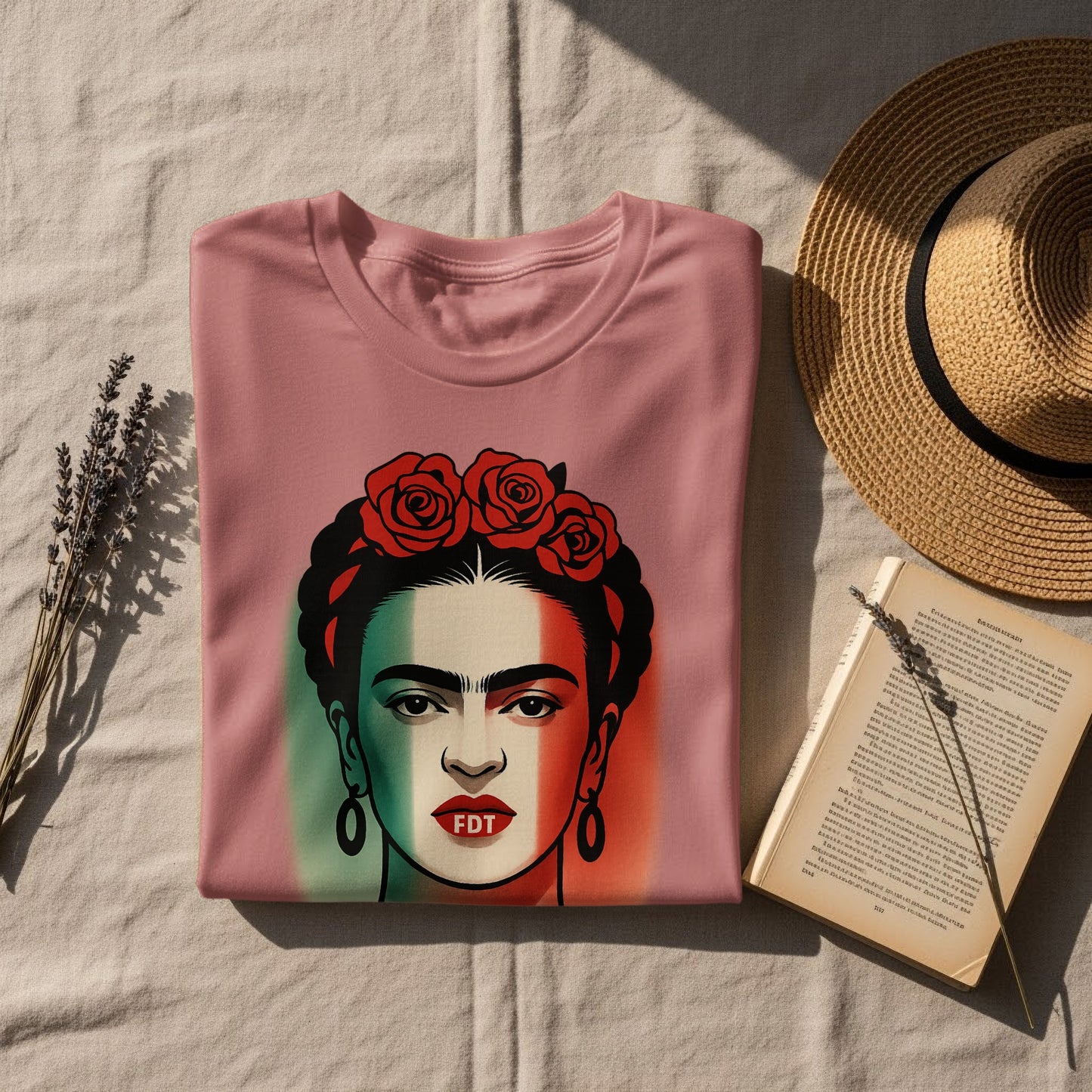 Frida Kahlo Graphic T-Shirt with Floral Art product type
