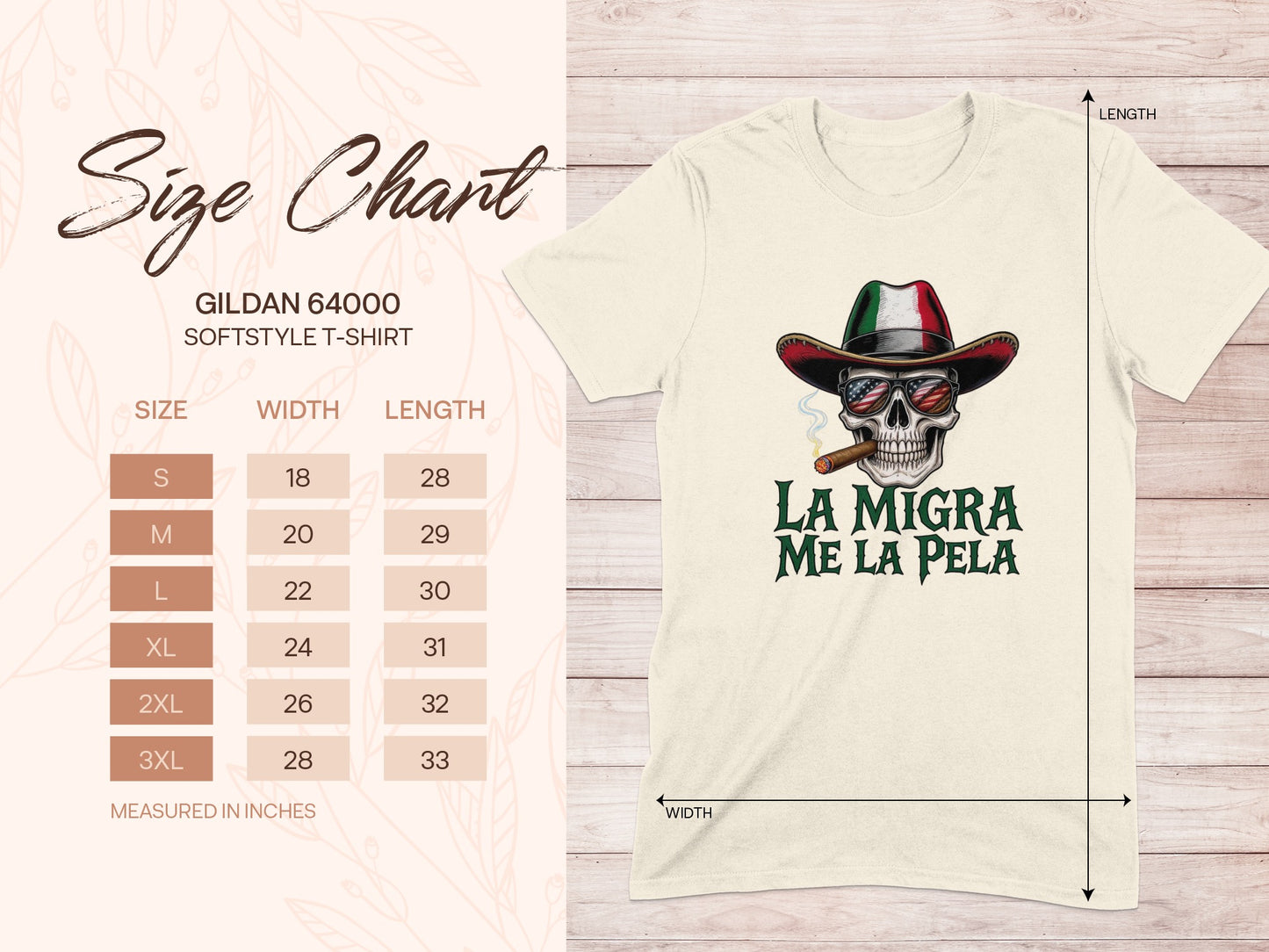 La Migra Me La Pela Funny Skull T-Shirt product type
