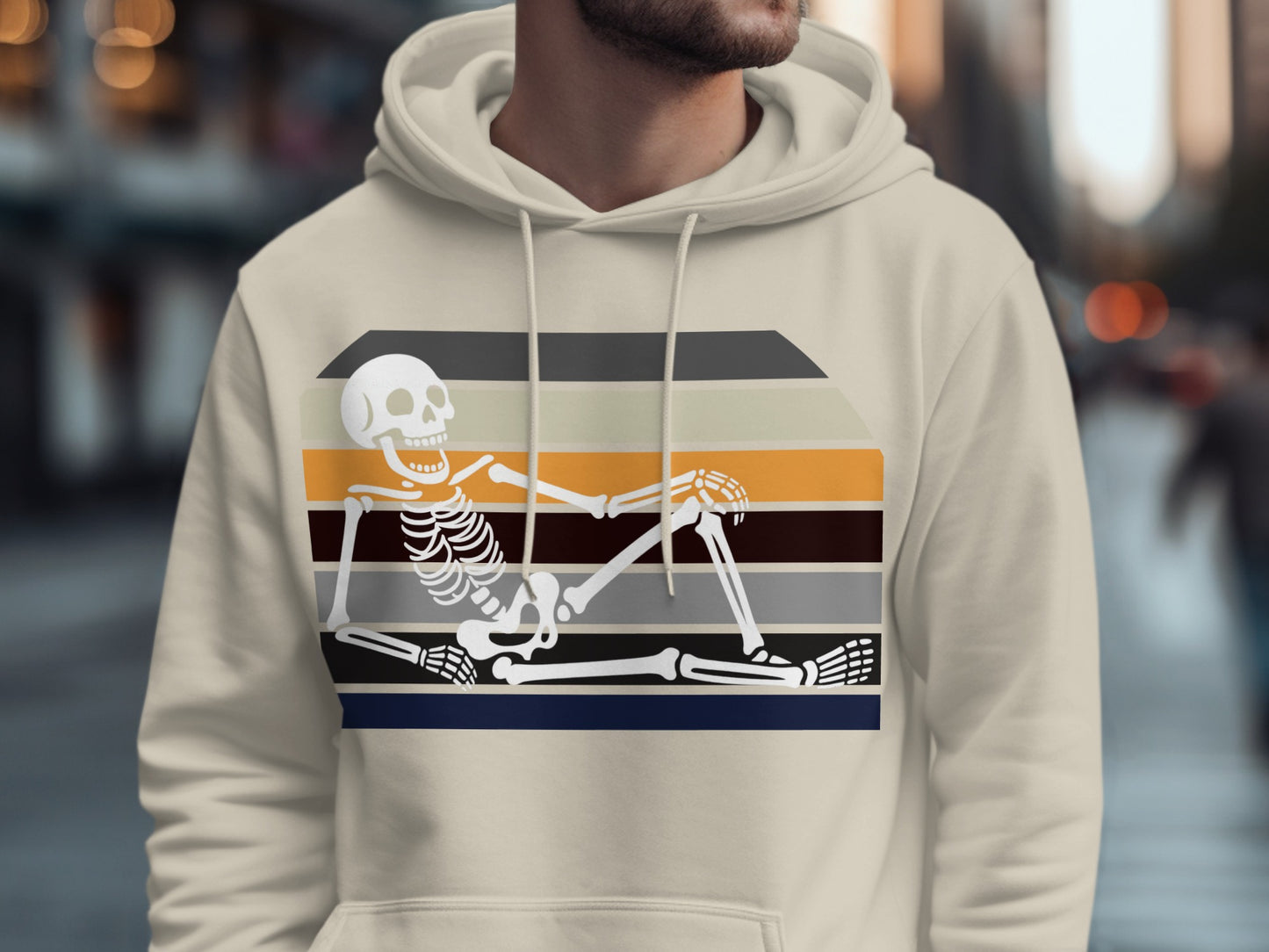Retro Striped Skeleton Graphic Hoodie product