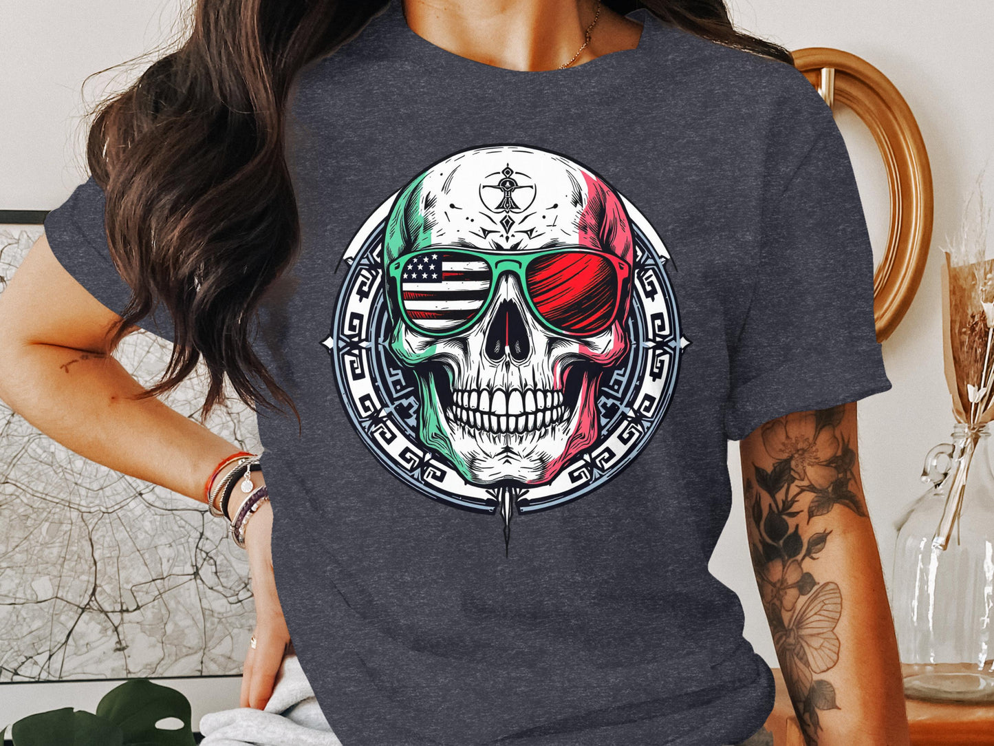 Patriotic Skull Design Graphic Tee shirt product type
