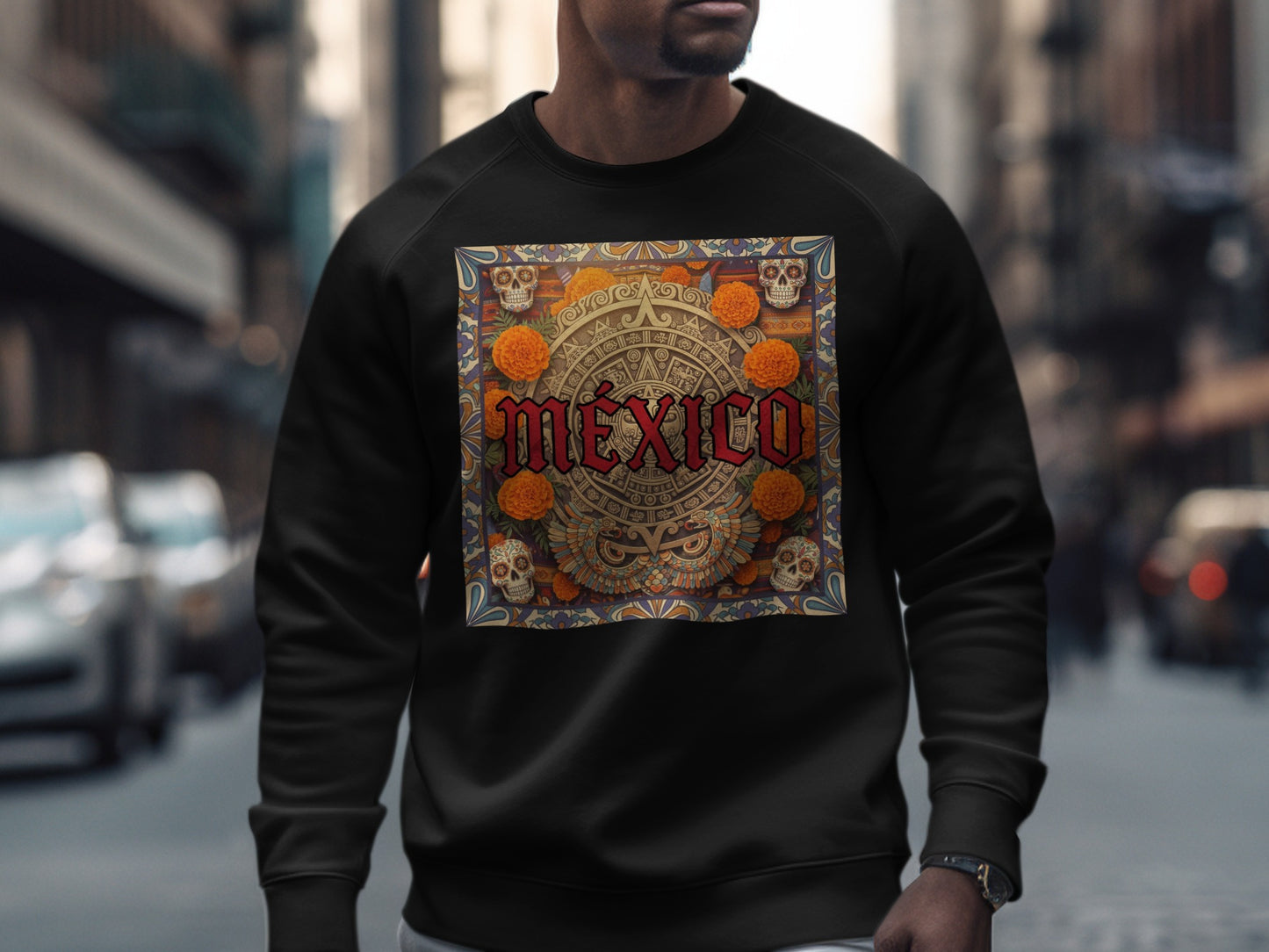 Intricate Mexico Themed Design Black Shirt product type