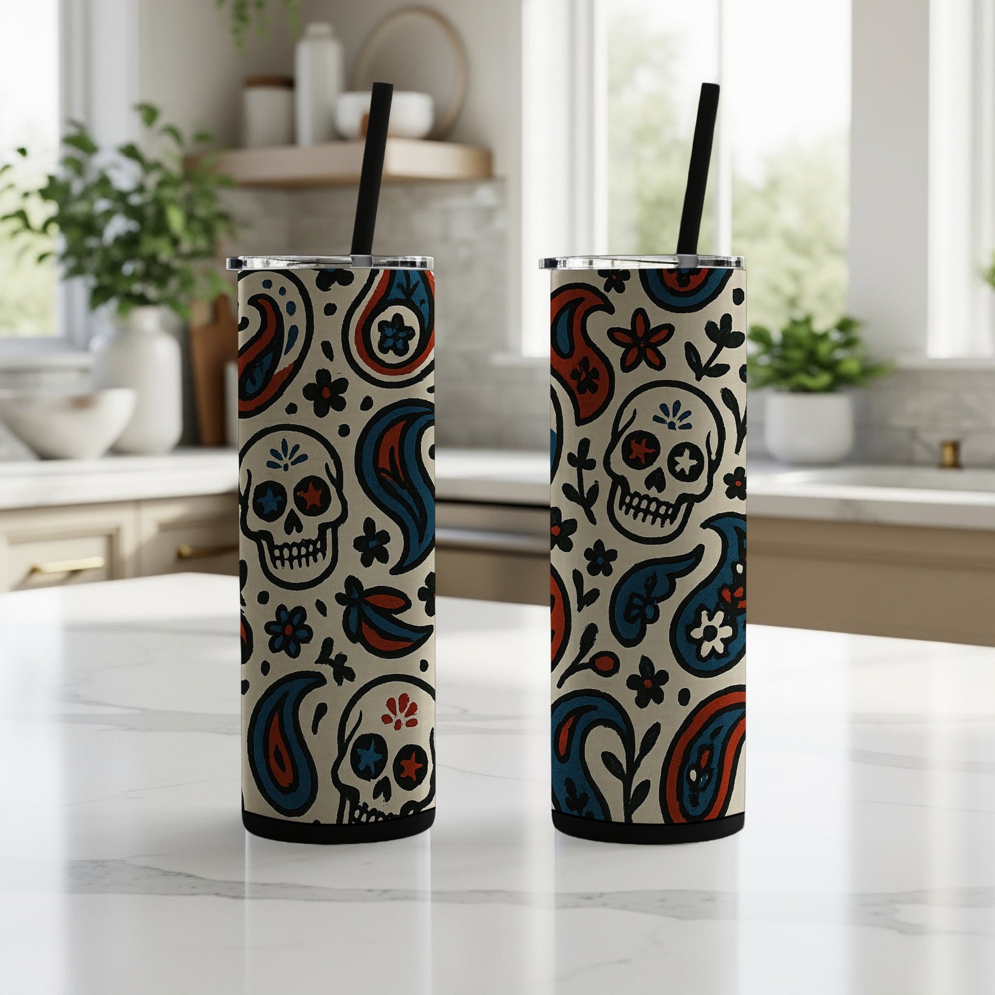 Colorful Skull Paisley Patterned Tumbler product