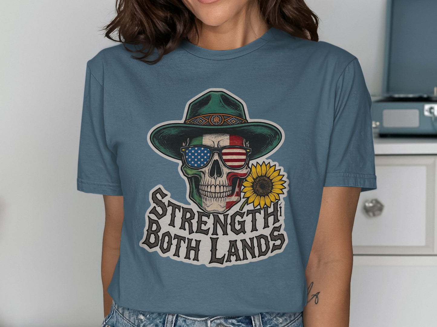 Strength Both Lands Sunflower Skull Graphic Tee product