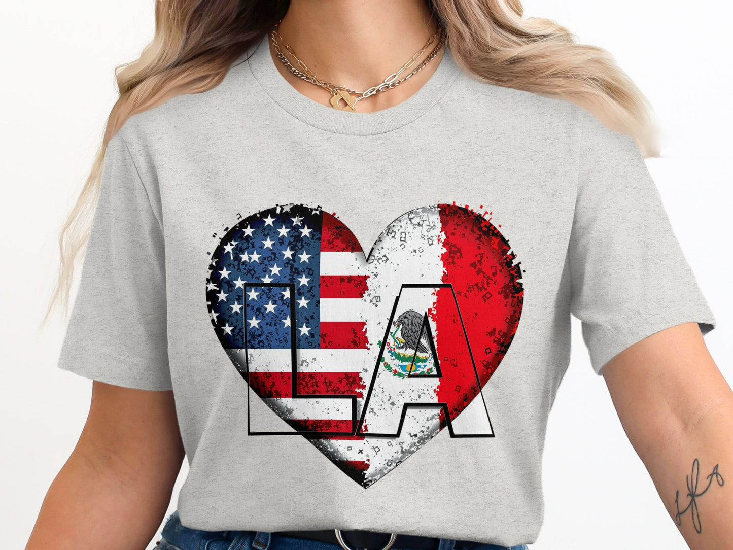LA Heart Graphic National Flags Design T-Shirt product type