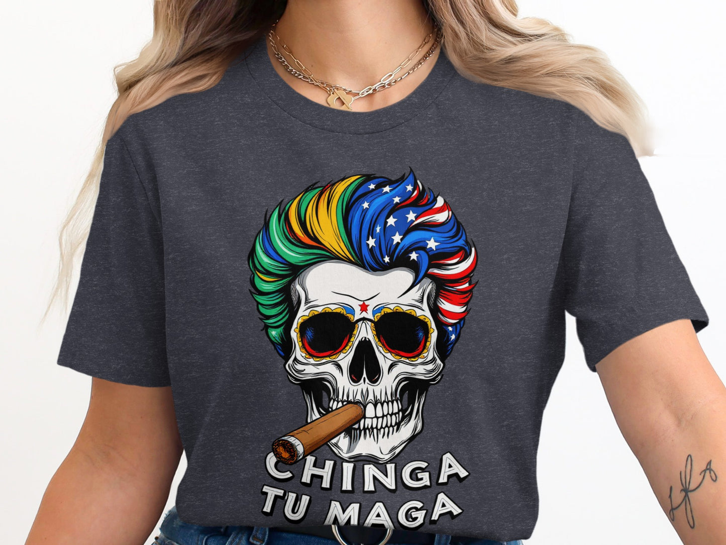 Colorful Skull with Text Unique Graphic T-Shirt product