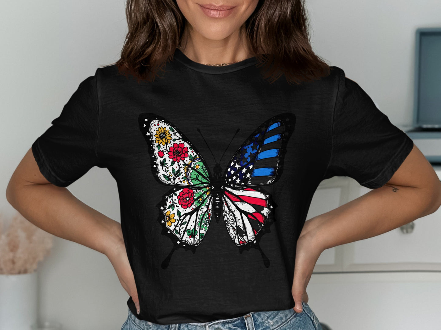 Patriotic Butterfly Graphic Print T-Shirt product