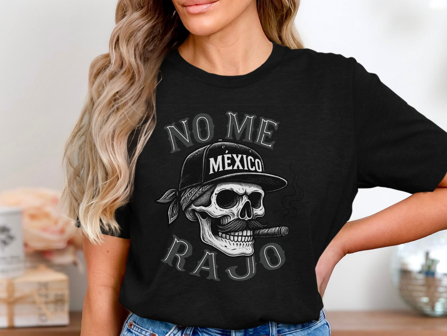 No Me Rajo Skull with Cigar Graphic Shirt product