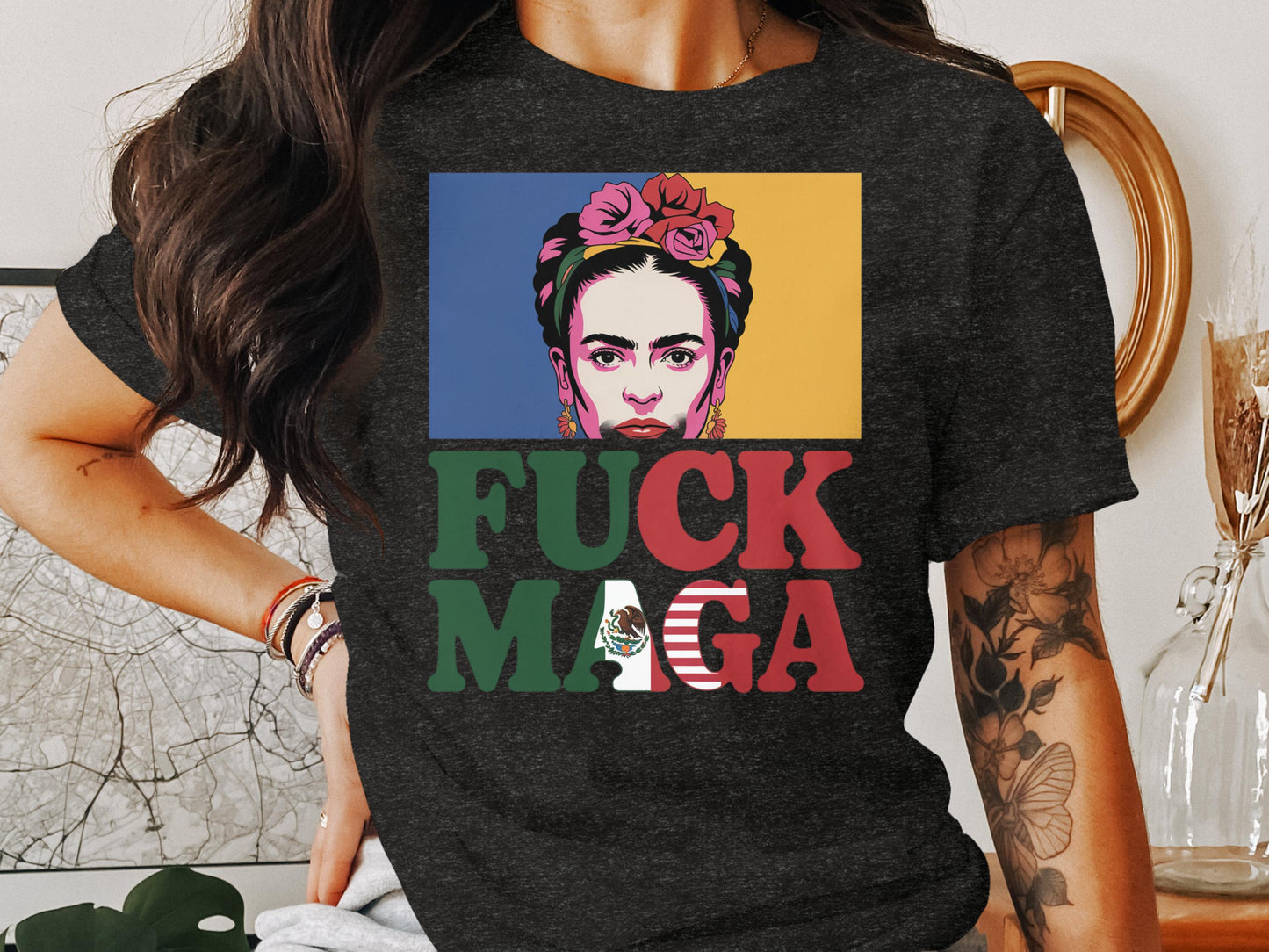 Frida Kahlo Inspired Fuck MAGA Graphic T-Shirt product
