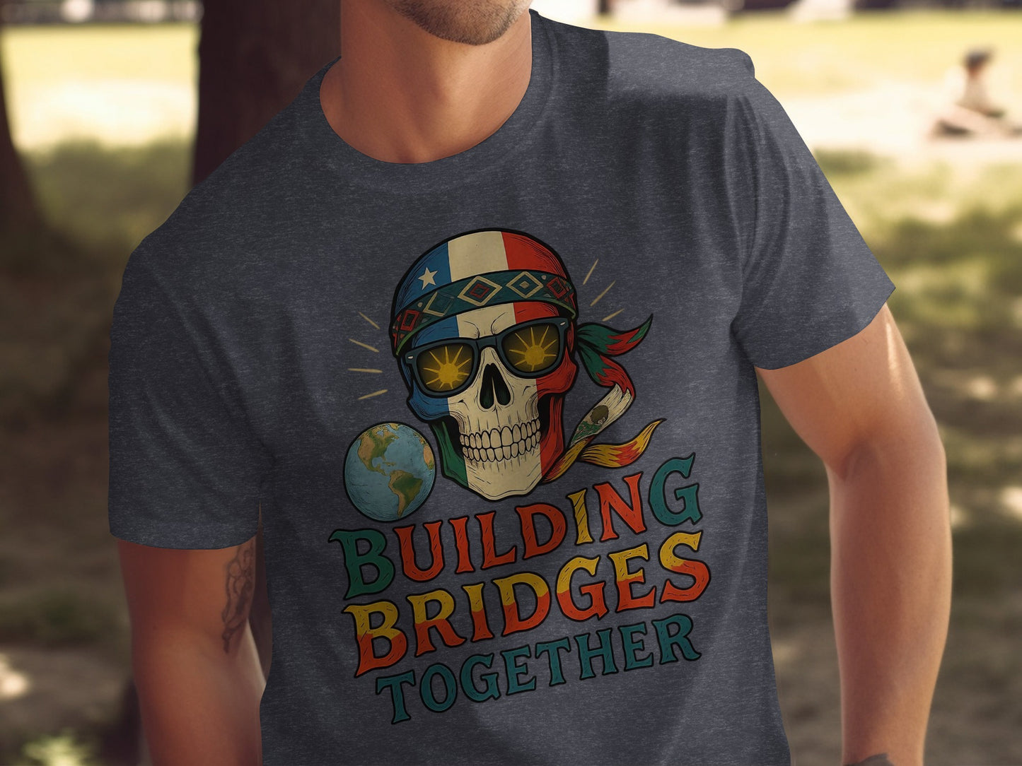 Building Bridges Together Skull Graphic T-shirt product