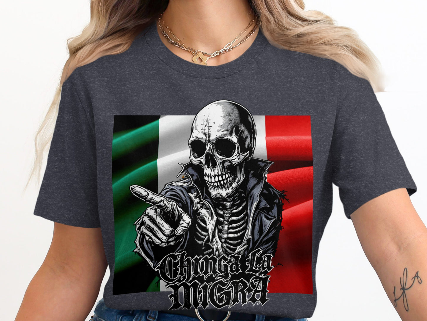 Chinga La Migra Skeleton Graphic T-Shirt product type