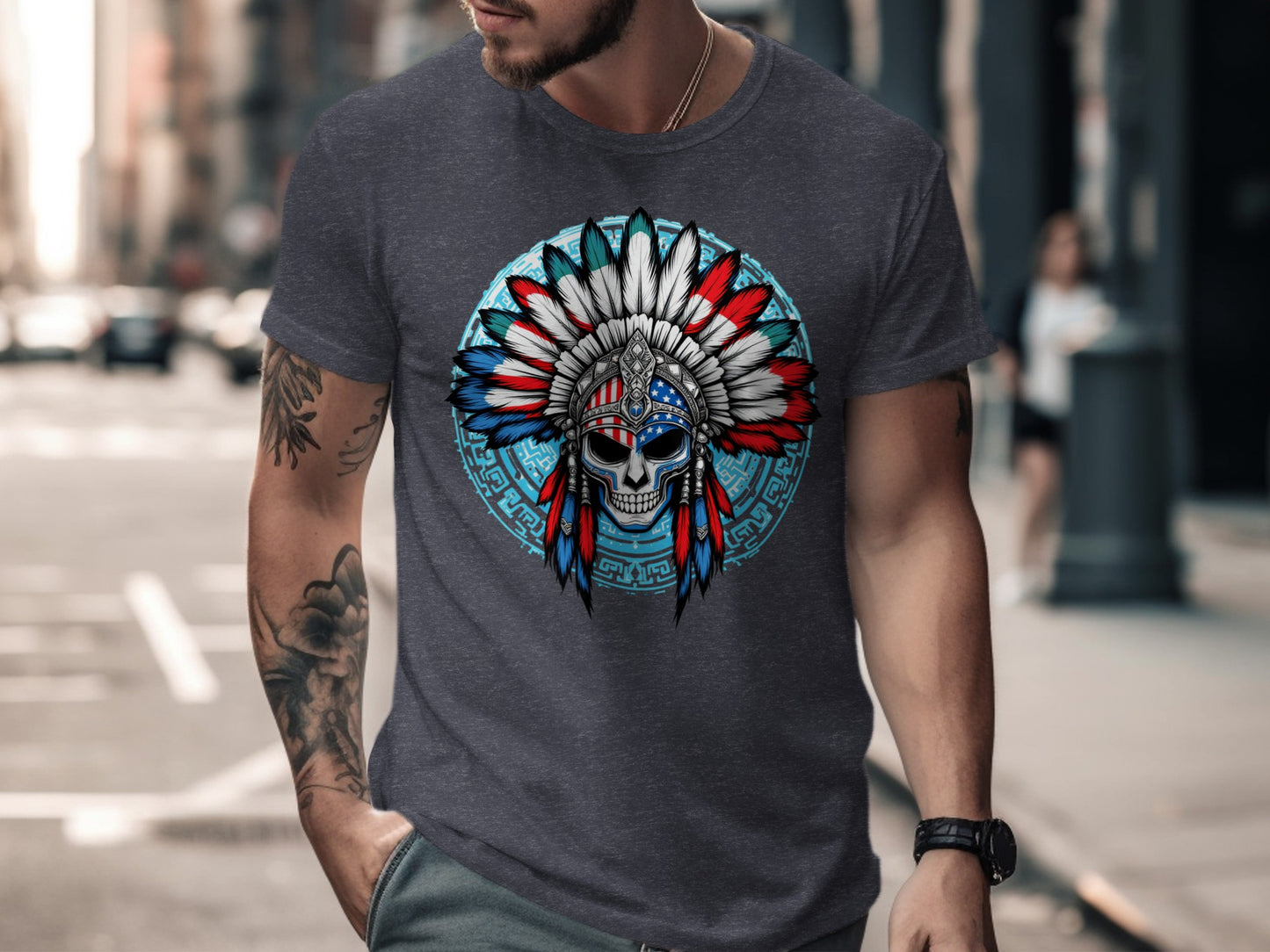 Native American Skull Design T-Shirt Unique product type