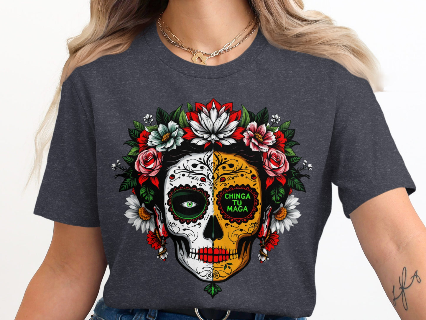 Colorful Sugar Skull Graphic T-Shirt product