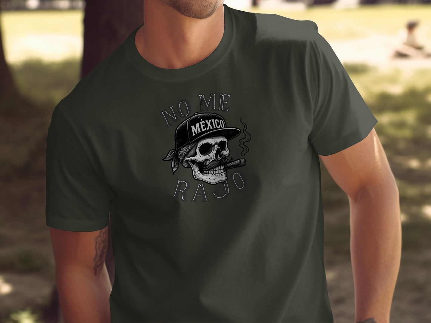 No Me Rajo Mexico Skull Cigar Graphic Tee shirt product