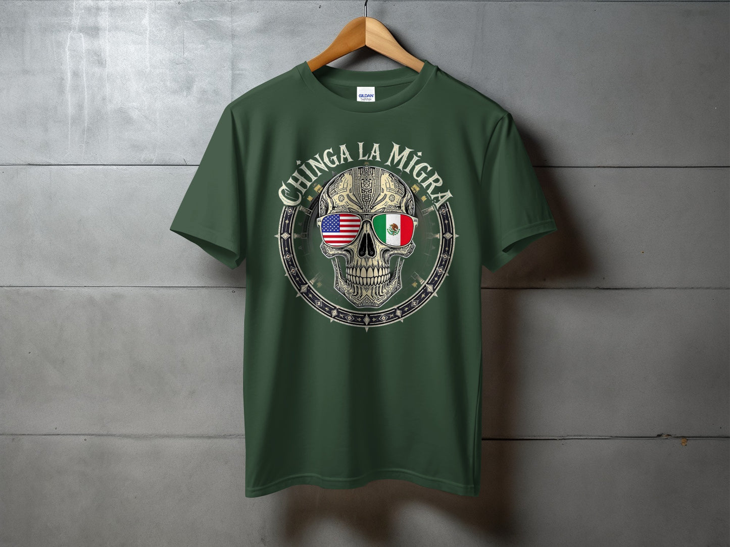 Chinga La Migra Skull Design T-Shirt product type