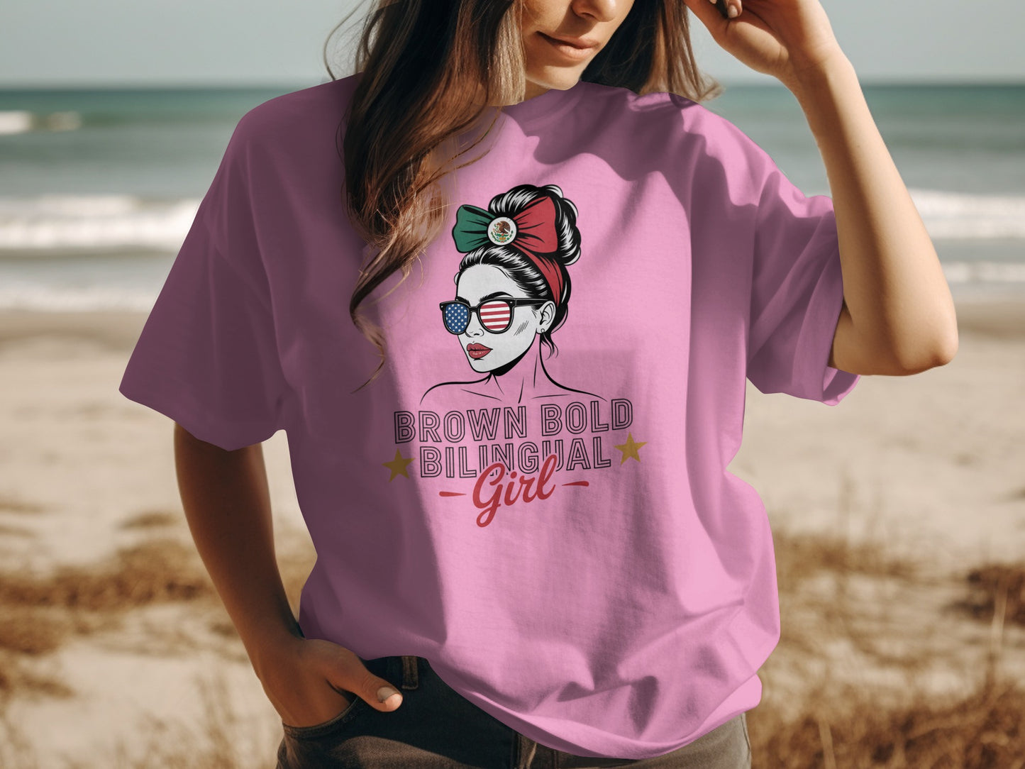 Brown Bold Bilingual Girl Graphic T-shirt product