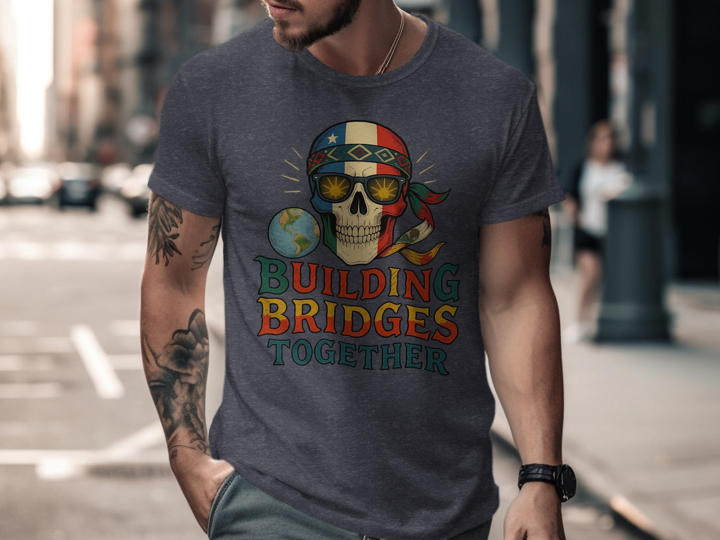 Building Bridges Together Skull Graphic T-Shirt product type