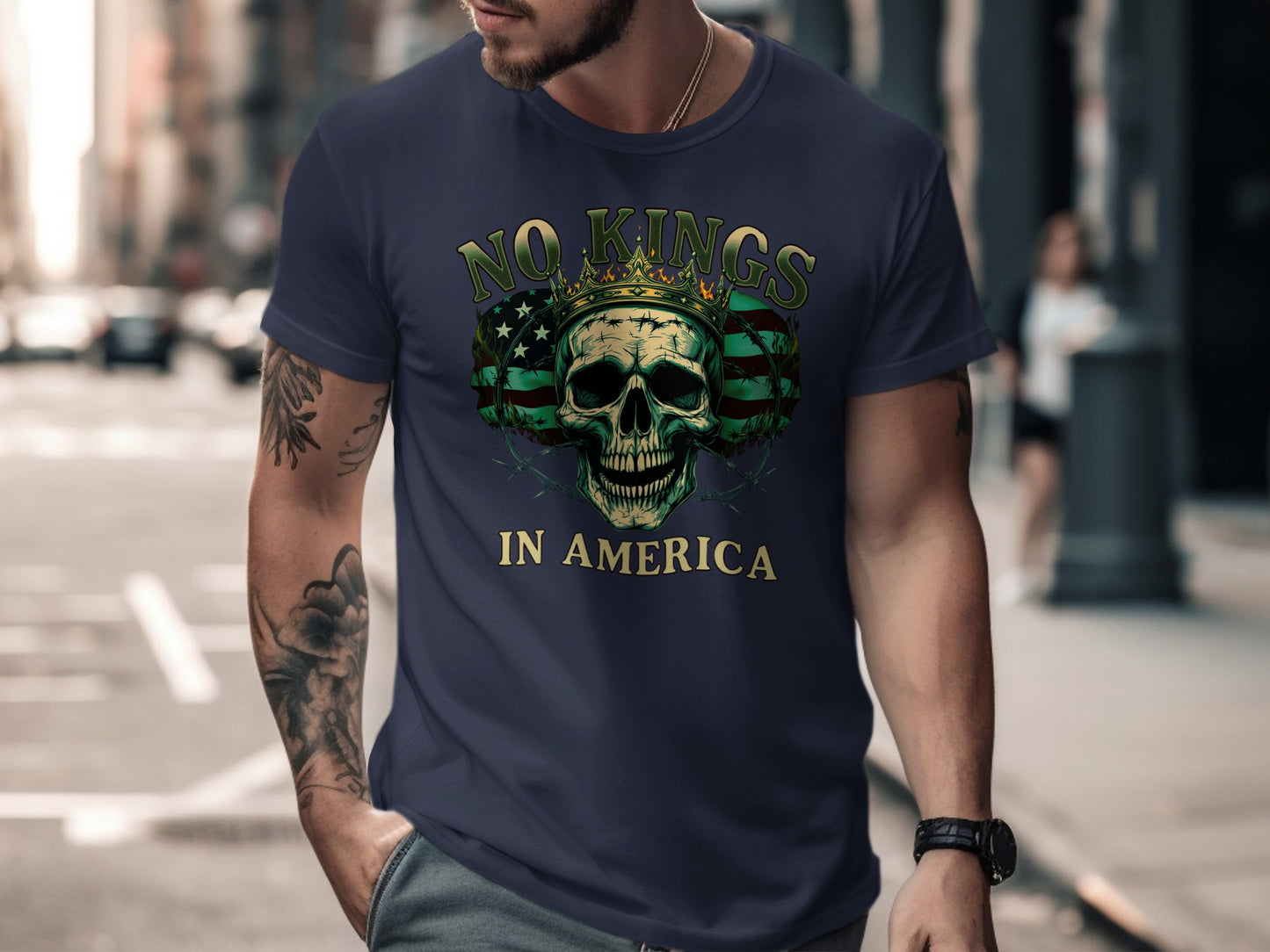 No Kings in America Skull Graphic Tee