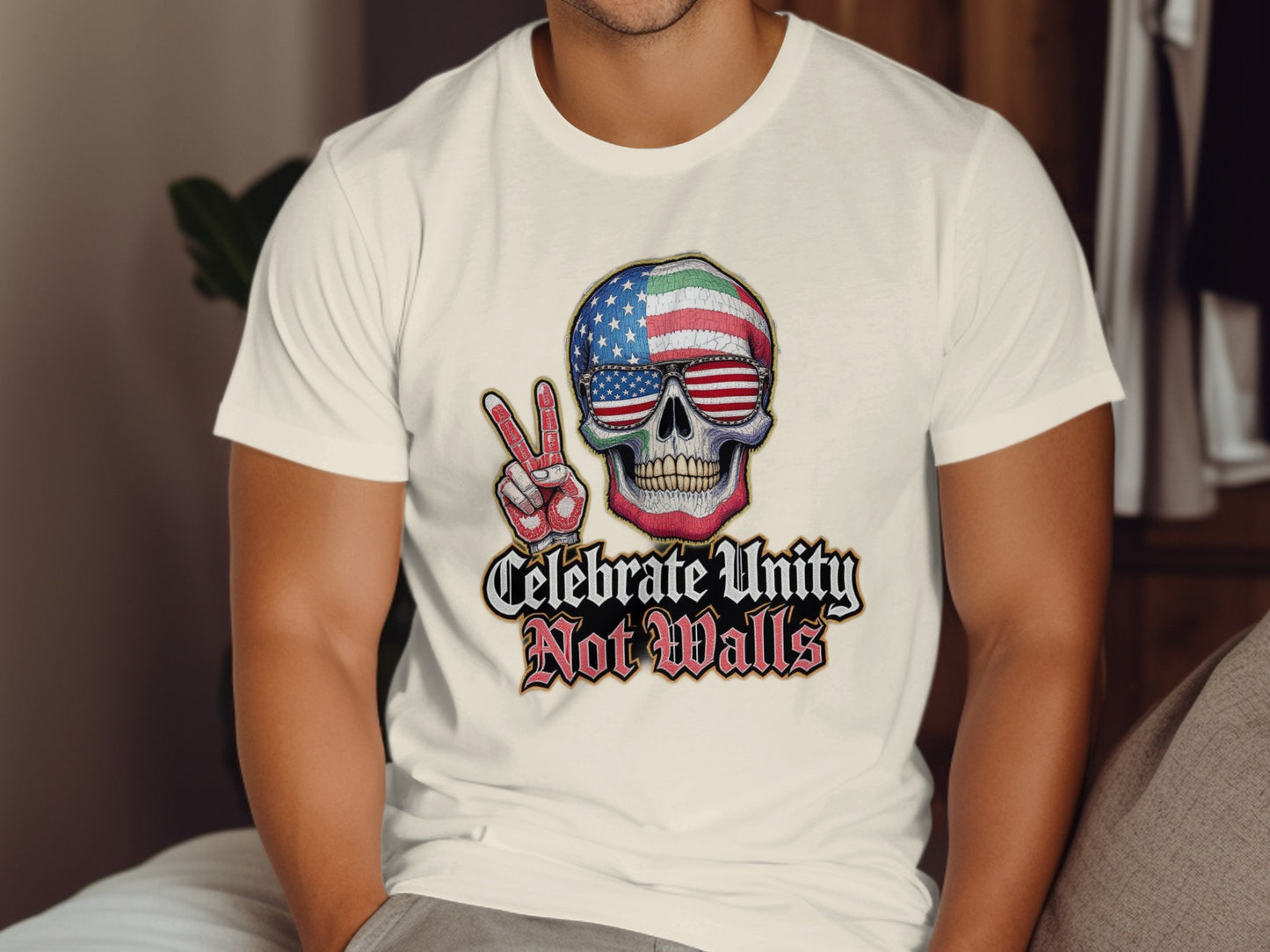 Celebrate Unity Not Walls Peace Skull TShirt product type