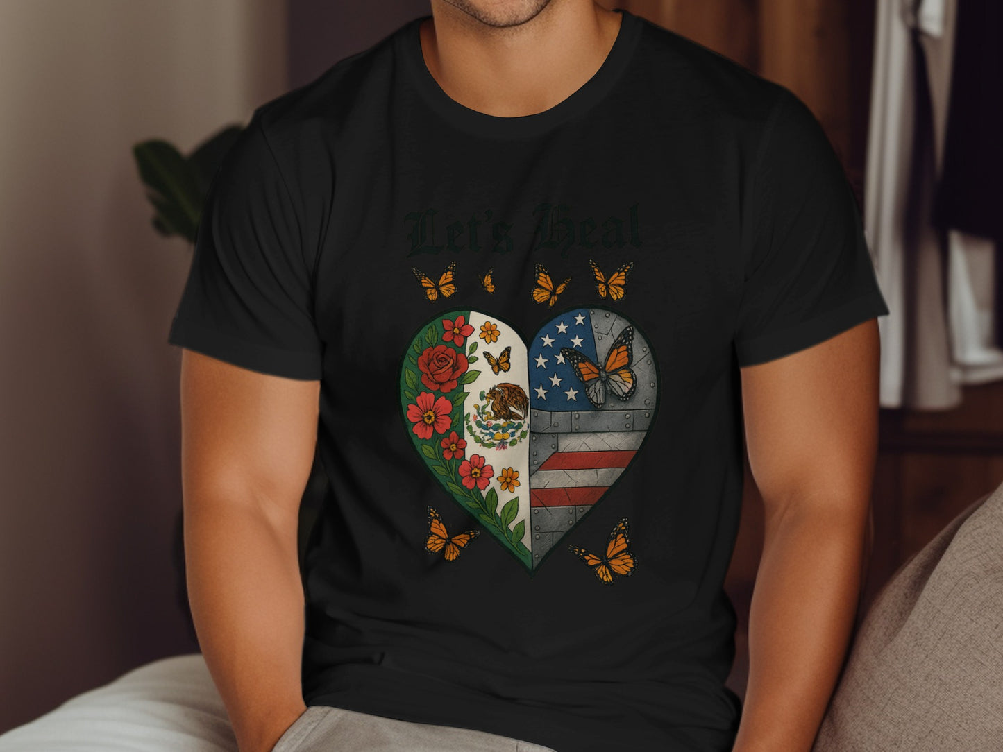 Let's Heal American Flag Floral Heart Shirt product