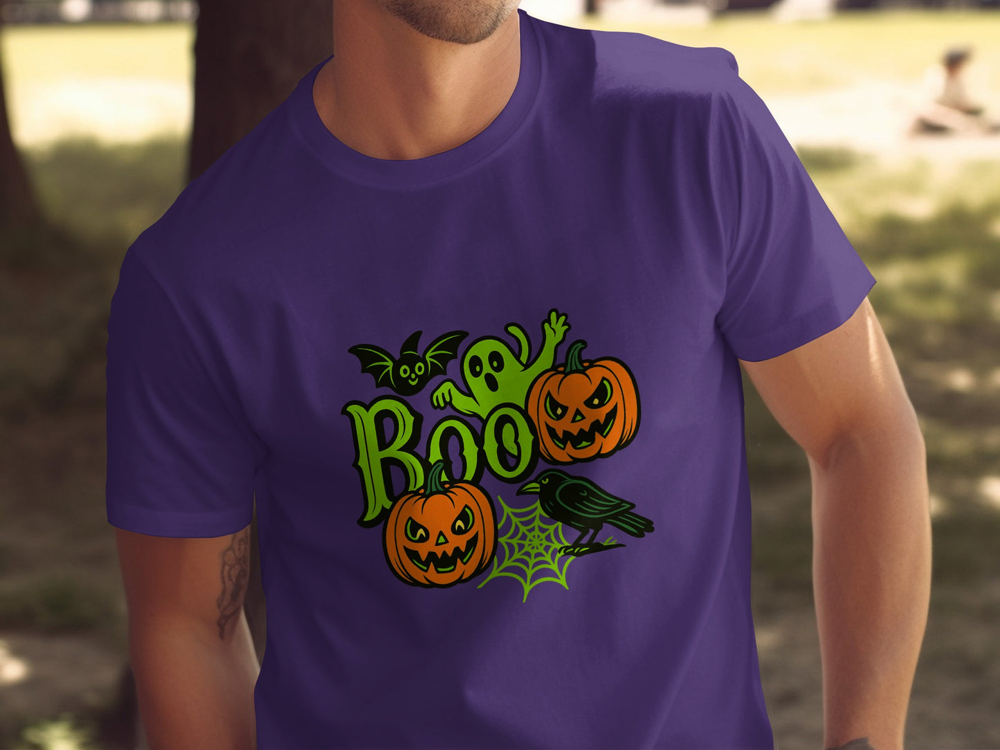 Boo Ghost Bat and Pumpkin Design T-Shirt product type