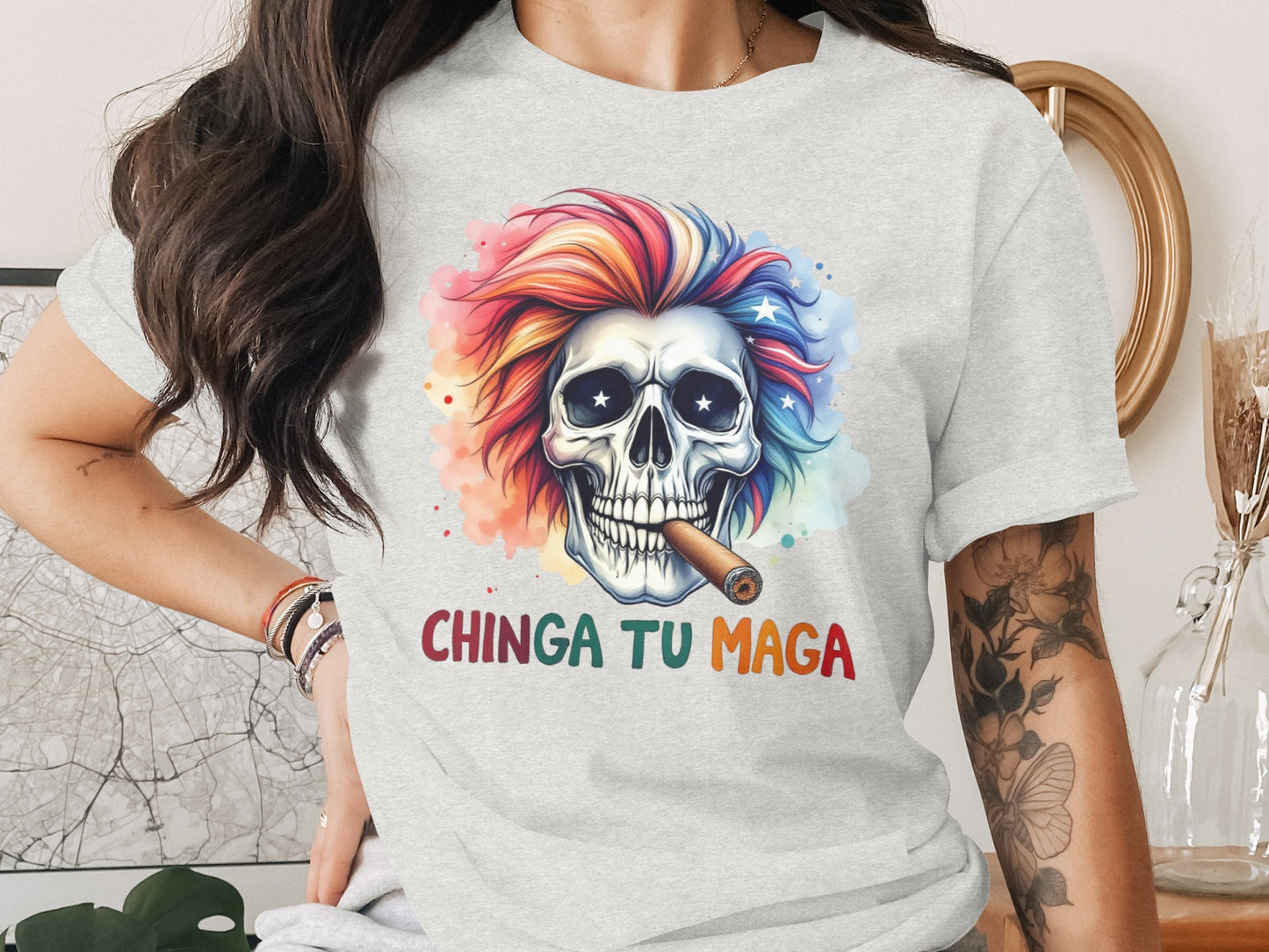 Colorful Skull Graphic Tee Design T-Shirt product type