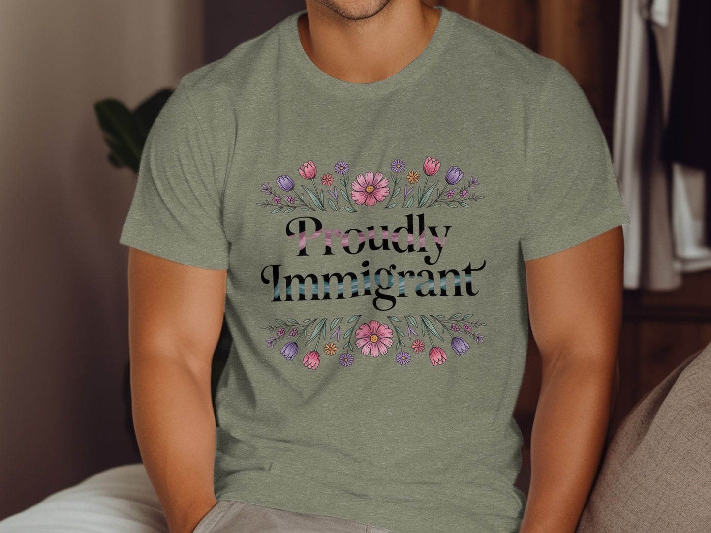 Proudly Immigrant Floral Design T-shirt product type