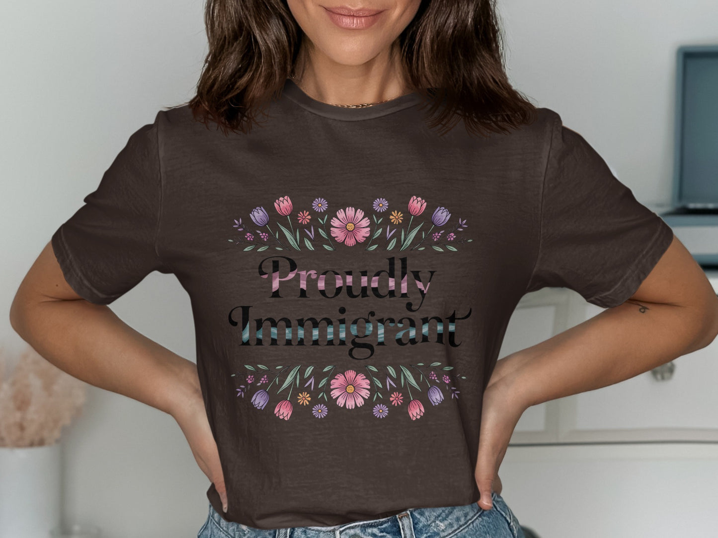 Proudly Immigrant Floral Design T-Shirt product