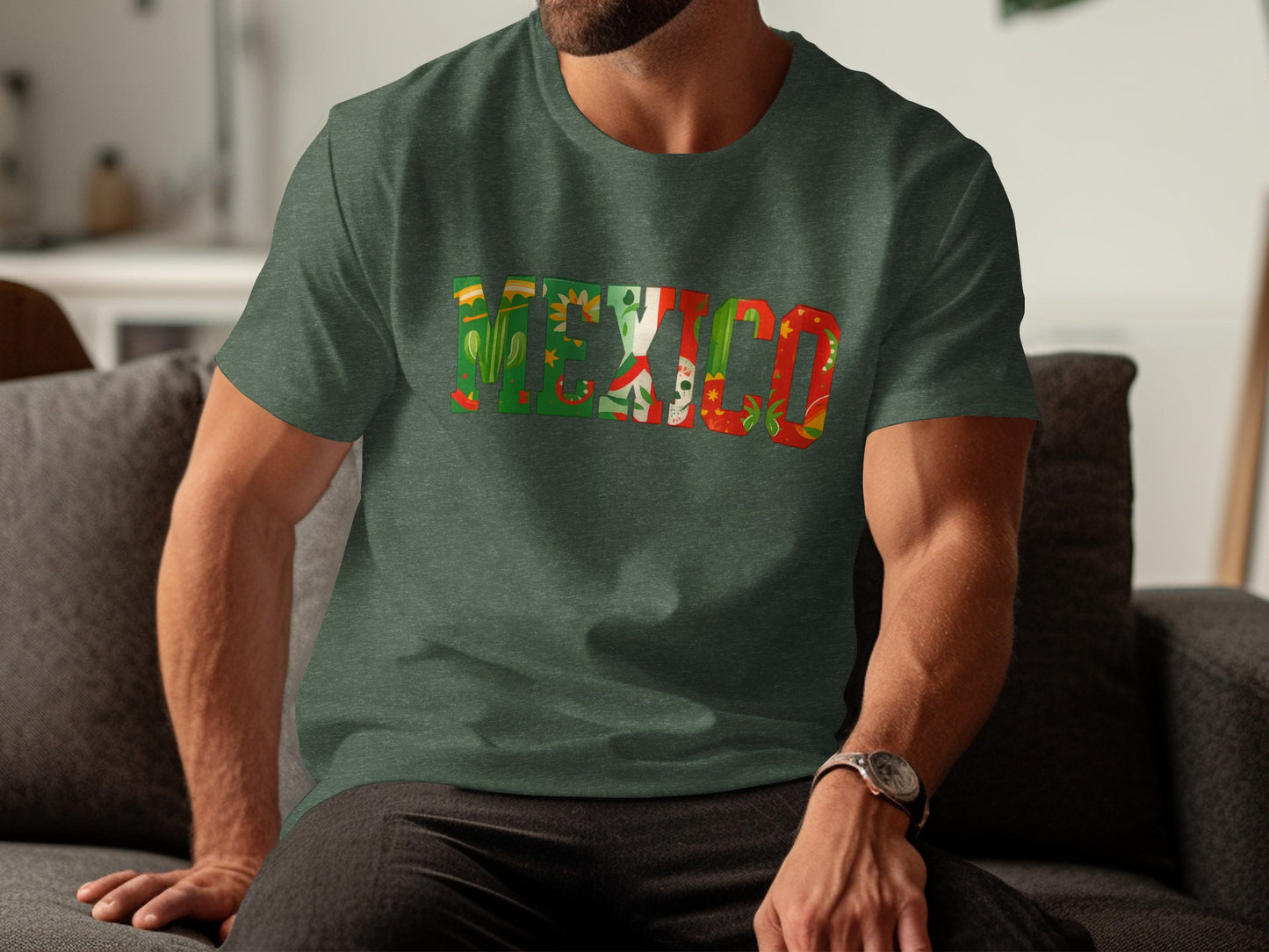 Mexico Green T-Shirt Colorful Design Casual Wear product type