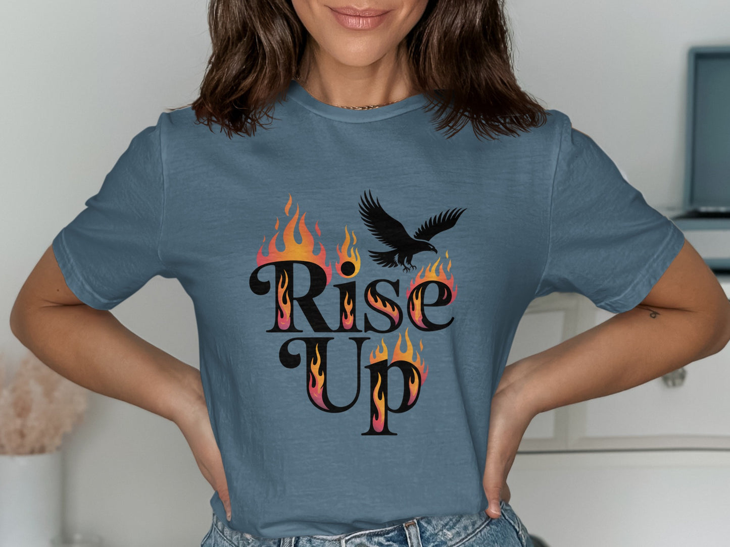 Rise Up Graphic Tee Shirt with Eagle Design product type